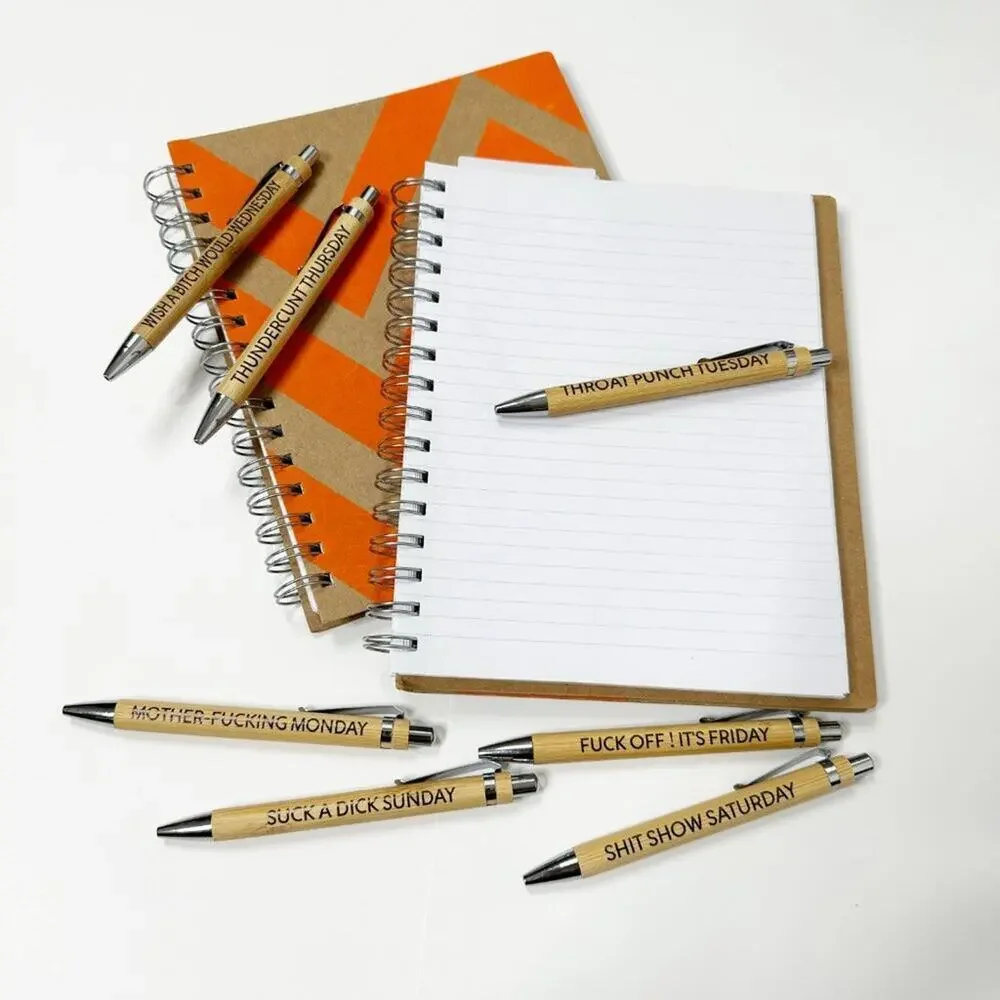 2/$30 New Sweary Wooden Pen Set - Curse Words Stationery